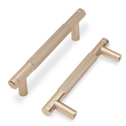 COTYKILEY 10 Pack 3.75 Inch(96mm) Champagne Bronze Knurled Cabinet Handles Gold Knurled Kitchen Cabinet Pulls Cabinet Door Handles Kitchen Cabinet Hardware Cupboard Drawer Pulls