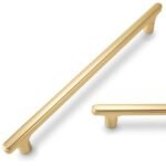 POVEFONK 6 Pack 15 Inch (381mm) Brushed Brass Kitchen Cabinet Handles and Drawer Pulls - Gold Hardware for Cabinets and Dressers