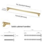 POVEFONK 6 Pack 15 Inch (381mm) Brushed Brass Kitchen Cabinet Handles and Drawer Pulls - Gold Hardware for Cabinets and Dressers - 图片 2